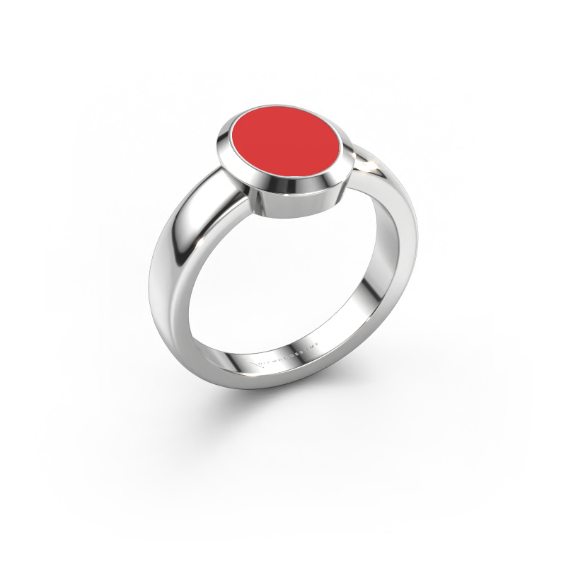 Image of Pinky ring Oscar 1 950 platinum Red enamel 10x8 mm