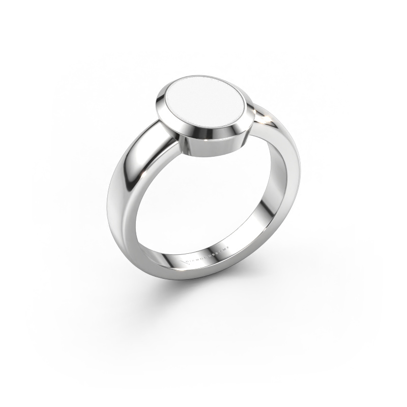 Image of Pinky ring Oscar 1 950 platinum White enamel 10x8 mm