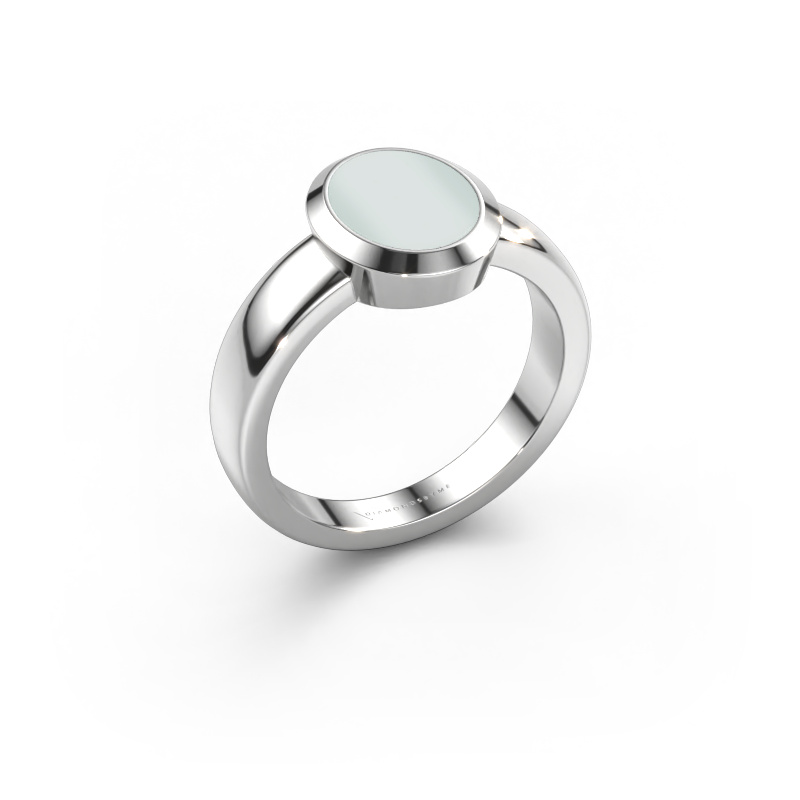 Image de Bague pinky Oscar 1 950 platine Nicolo verte 10x8 mm