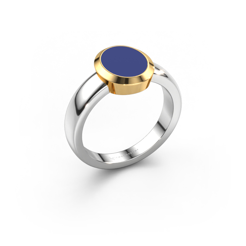 Bild von Pinky Ring Oscar 1 585 Weißgold Blau Emaille 10x8 mm