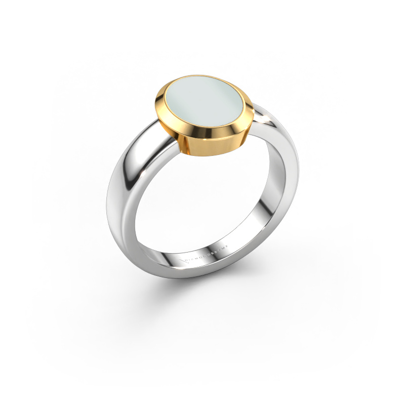 Image of Pinky ring Oscar 1 585 white gold Green sardonyx 10x8 mm