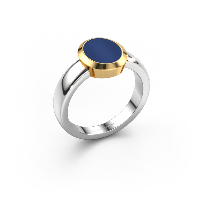 Afbeelding van Pinkring Oscar 1 585 witgoud Lapis lazuli 10x8 mm