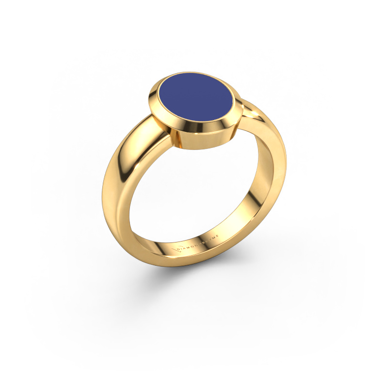 Image de Bague pinky Oscar 1 585 or jaune émail bleu 10x8 mm