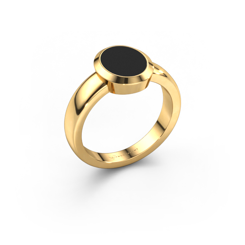 Image de Bague pinky Oscar 1 585 or jaune émail noir 10x8 mm
