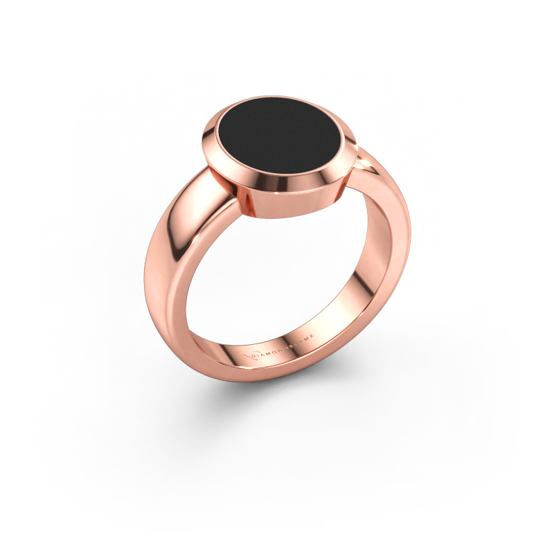 Immagine di Anello chevalier Oscar 2 585 oro rosa Smalto nero 11x9 mm