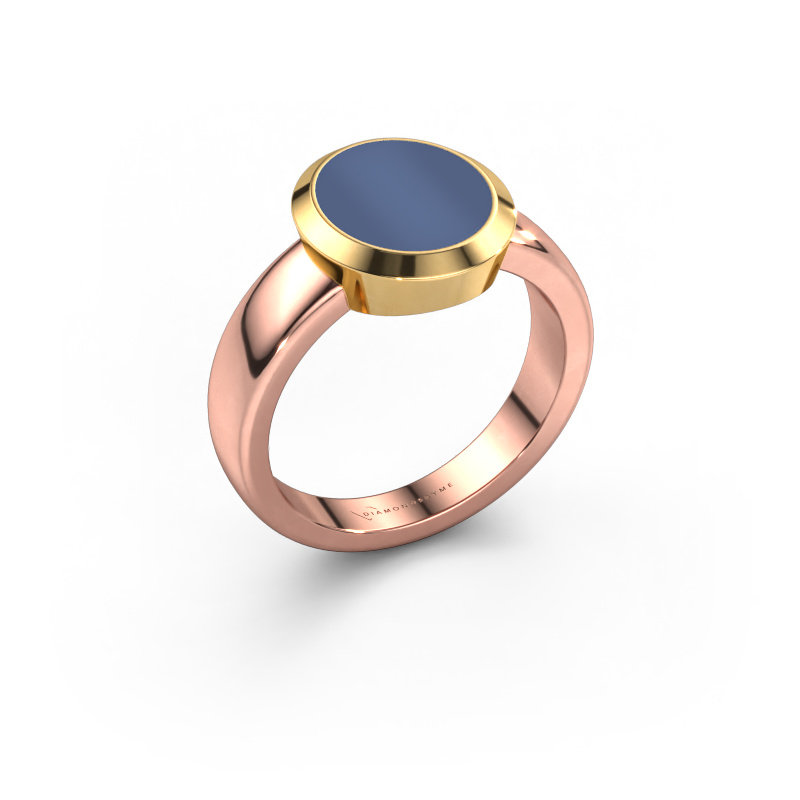 Image of Signet ring Oscar 2 585 rose gold Blue sardonyx 11x9 mm