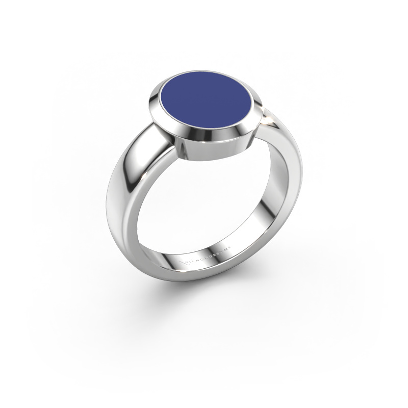 Image of Signet ring Oscar 2 950 platinum Blue enamel 11x9 mm