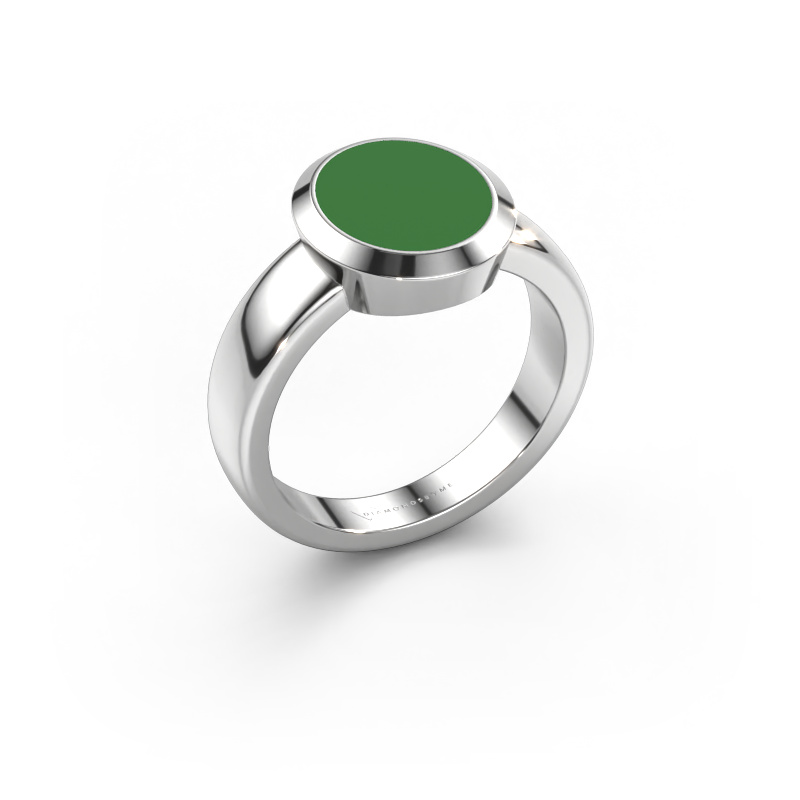 Image of Signet ring Oscar 2 950 platinum Green enamel 11x9 mm