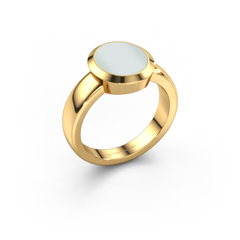 Afbeelding van Zegelring Oscar 2 585 goud Groene lagensteen 11x9 mm