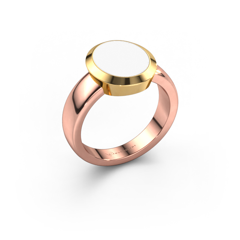 Bild von Siegelring Oscar 3 585 Roségold Weiße Emaille 12x10 mm