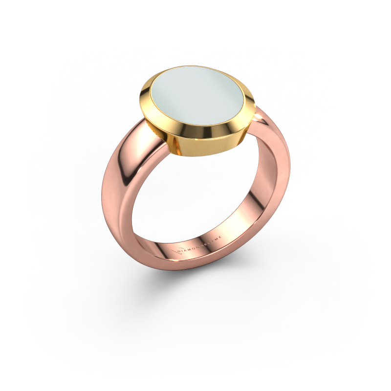 Image de Chevalière Oscar 3 585 or rose Nicolo verte 12x10 mm