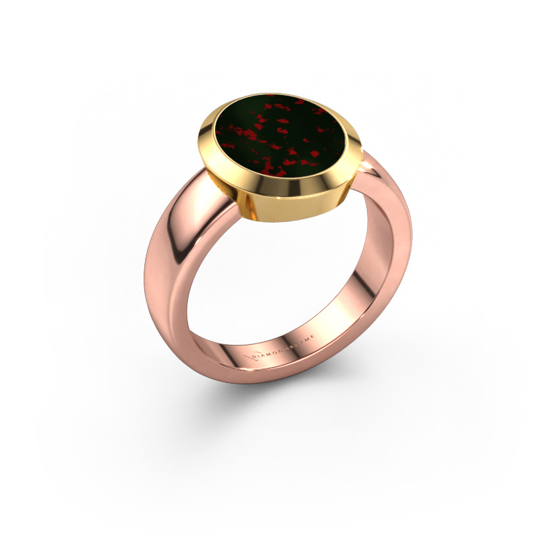 Image of Signet ring Oscar 3 585 rose gold Bloodstone 12x10 mm
