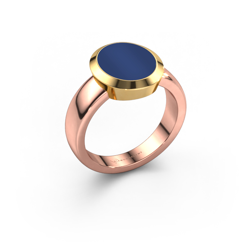 Image of Signet ring Oscar 3 585 rose gold Lapis 12x10 mm