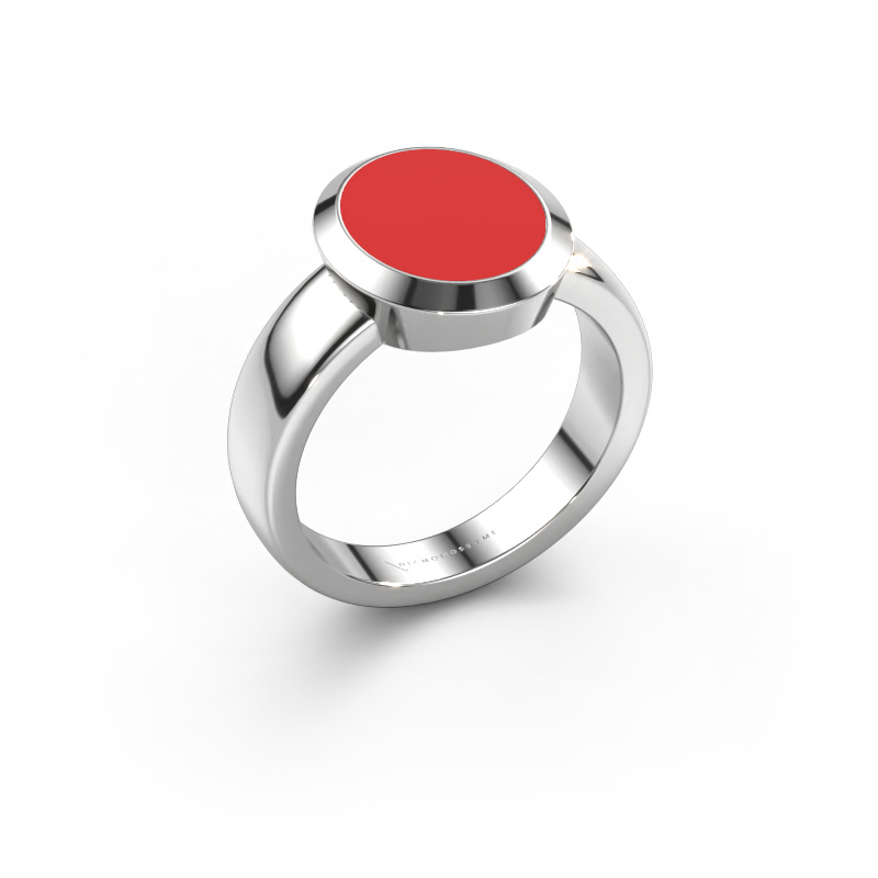 Image of Signet ring Oscar 3 950 platinum Red enamel 12x10 mm