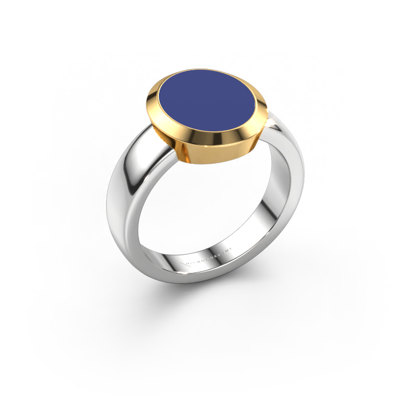 Image of Signet ring Oscar 3 585 white gold Blue enamel 12x10 mm