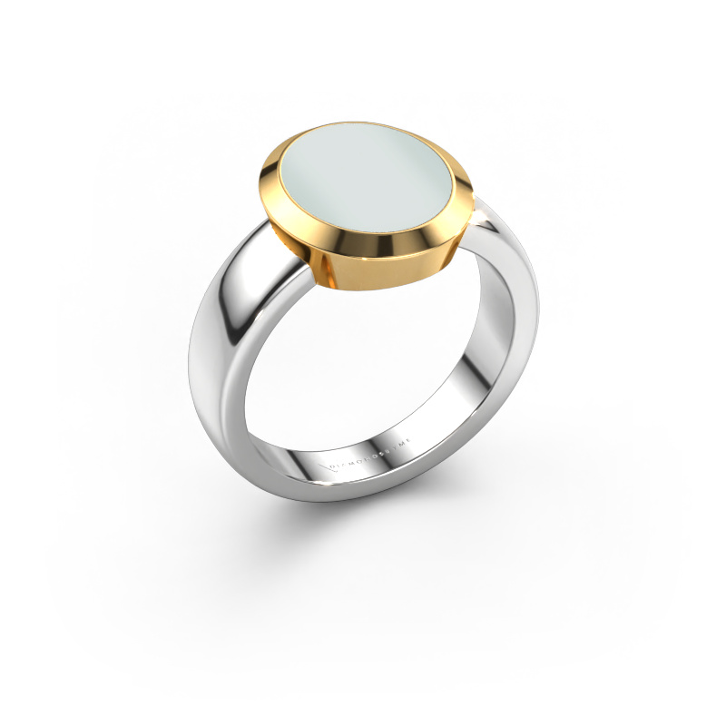 Image of Signet ring Oscar 3 585 white gold Green sardonyx 12x10 mm