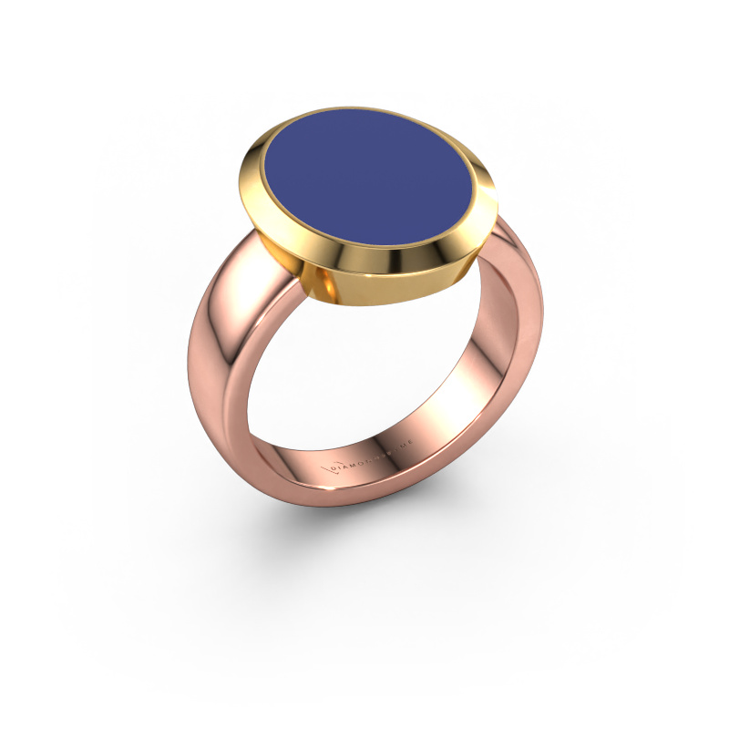 Bild von Siegelring Oscar 4 585 Roségold Blau Emaille 15x12 mm