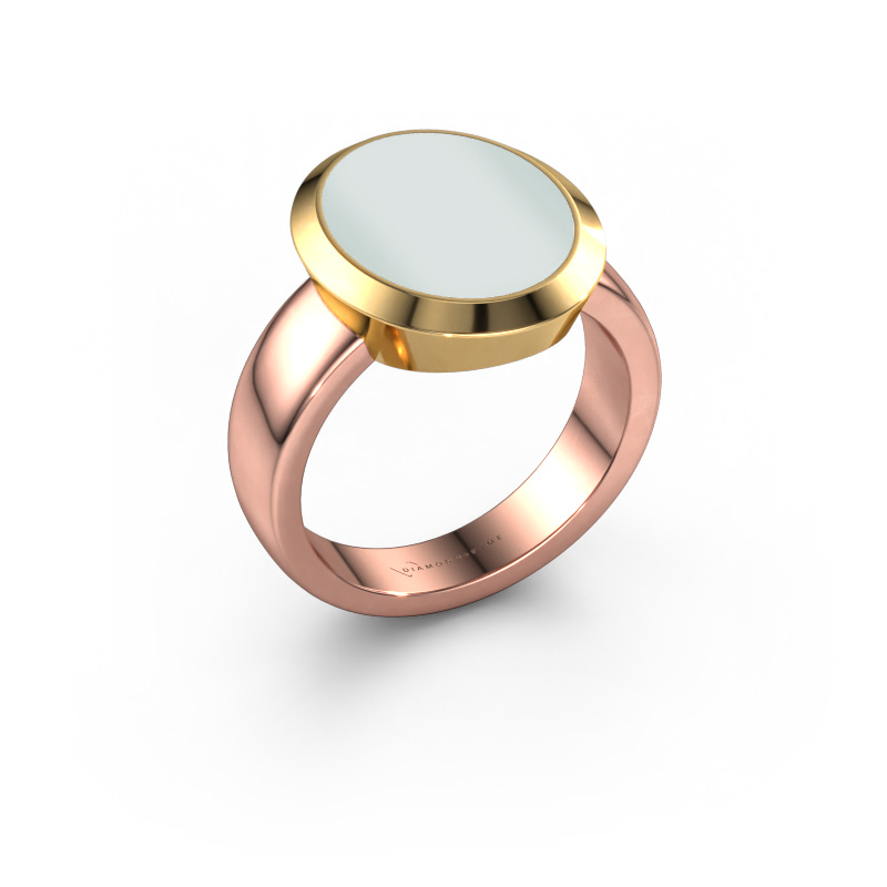 Image de Chevalière Oscar 4 585 or rose Nicolo verte 15x12 mm