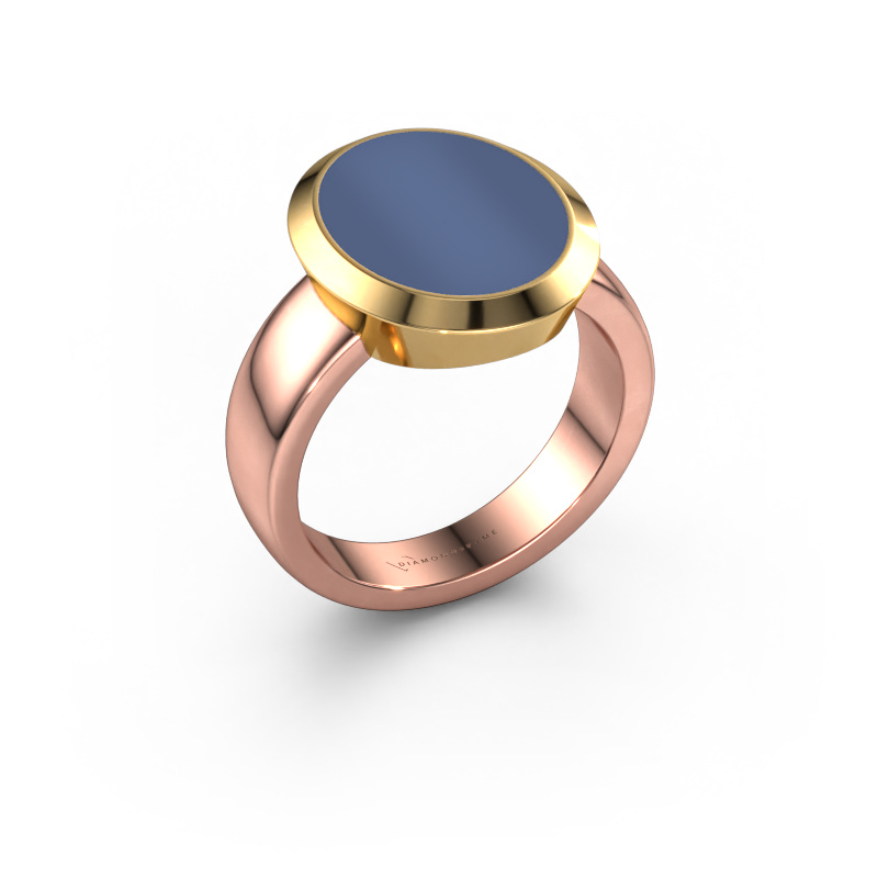 Image de Chevalière Oscar 4 585 or rose Nicolo bleue 15x12 mm
