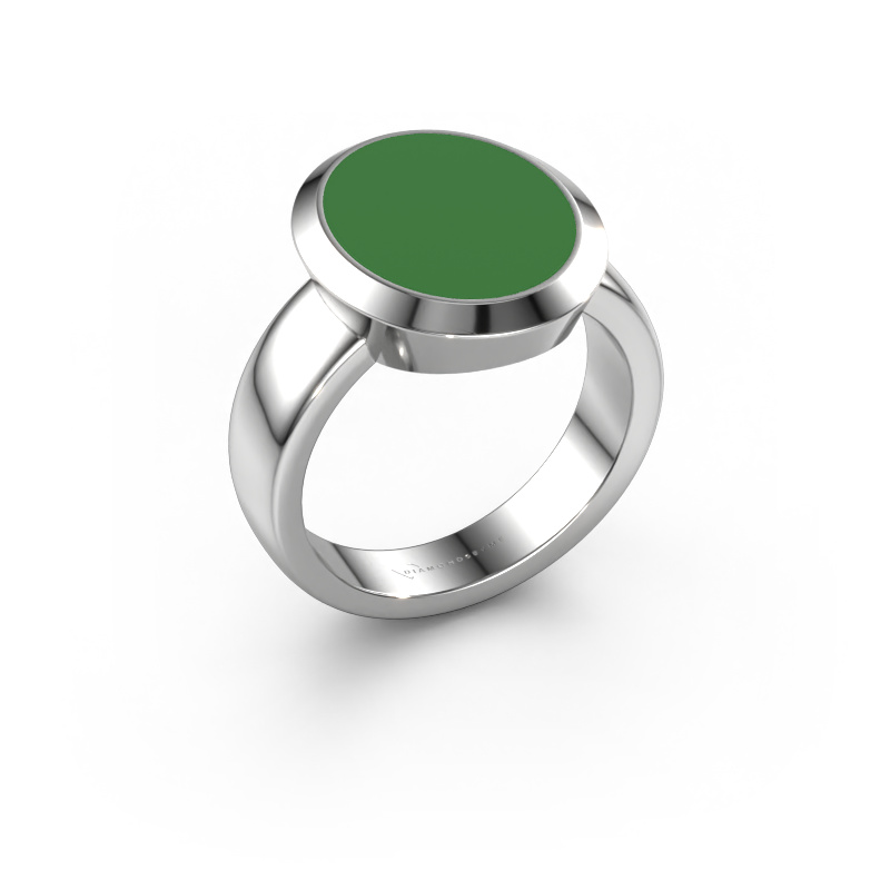 Image of Signet ring Oscar 4 950 platinum Green enamel 15x12 mm