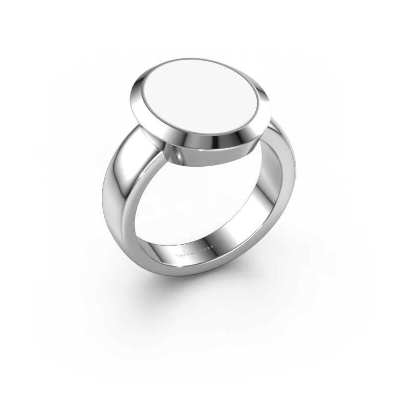 Image of Signet ring Oscar 4 950 platinum White enamel 15x12 mm