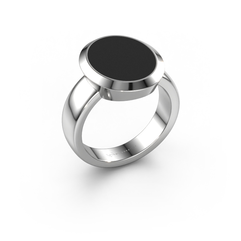 Image of Signet ring Oscar 4 950 platinum Black enamel 15x12 mm