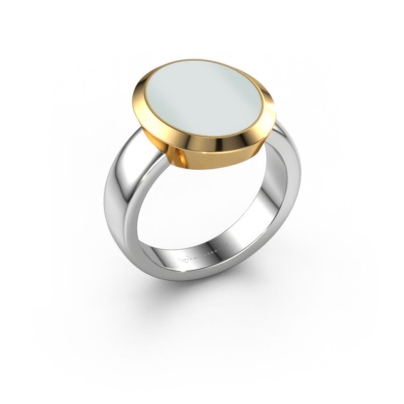 Image of Signet ring Oscar 4 585 white gold Green sardonyx 15x12 mm
