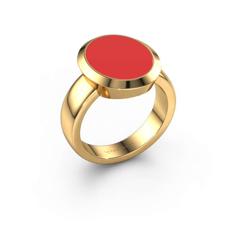 Image de Chevalière Oscar 4 585 or jaune émail rouge 15x12 mm