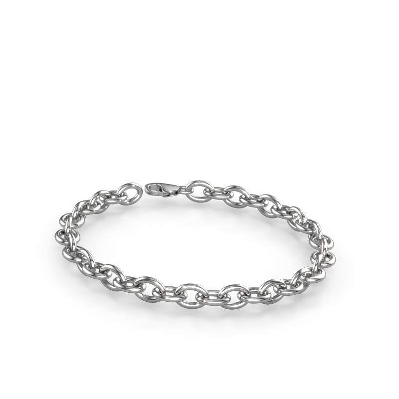 Image of Bracelet Oval link 3 8.0 Solid - 585 white gold