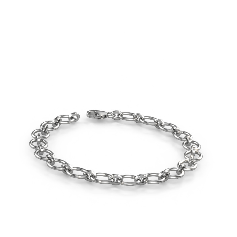 Image of Bracelet Oval link 4 10mm Solid - 585 white gold