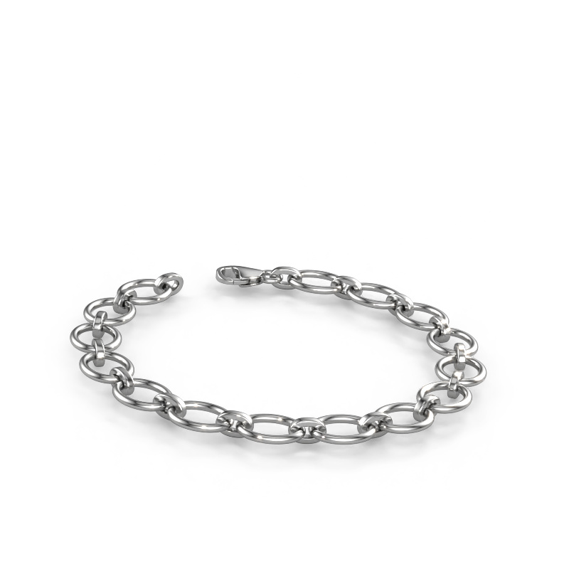 Image of Bracelet Oval link 4 12mm Solid - 585 white gold