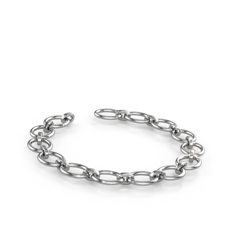 Image of Bracelet Oval link 4 14mm Solid - 585 white gold