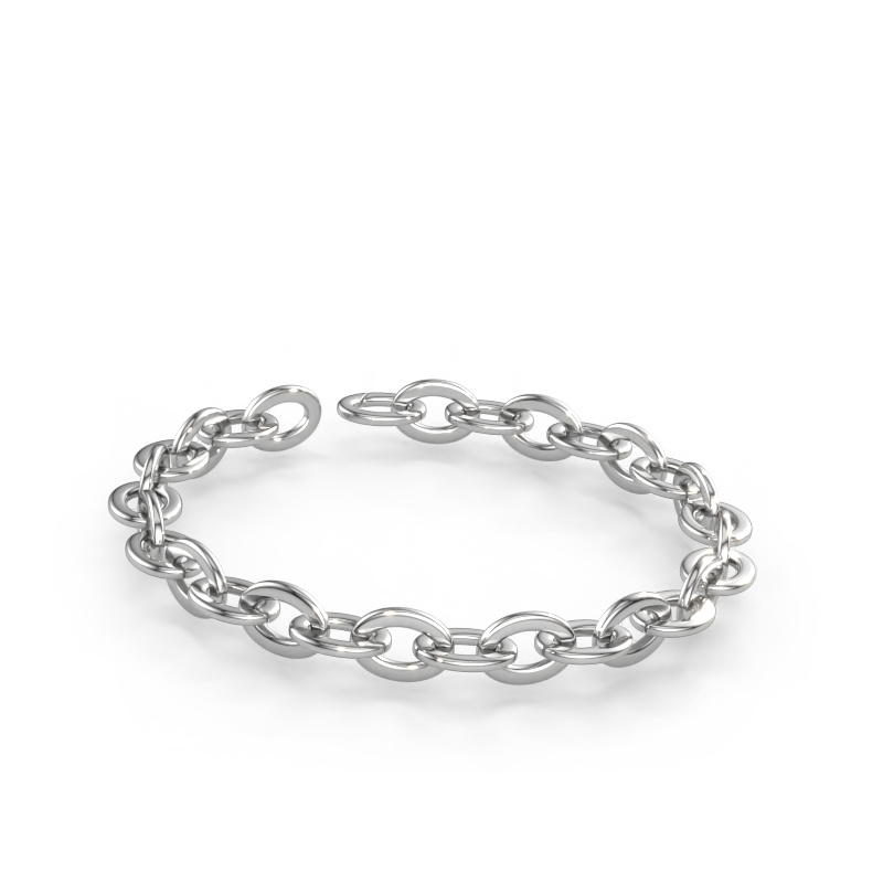 Immagine di Bracciale Oval link 5 10mm Solido - 585 oro bianco
