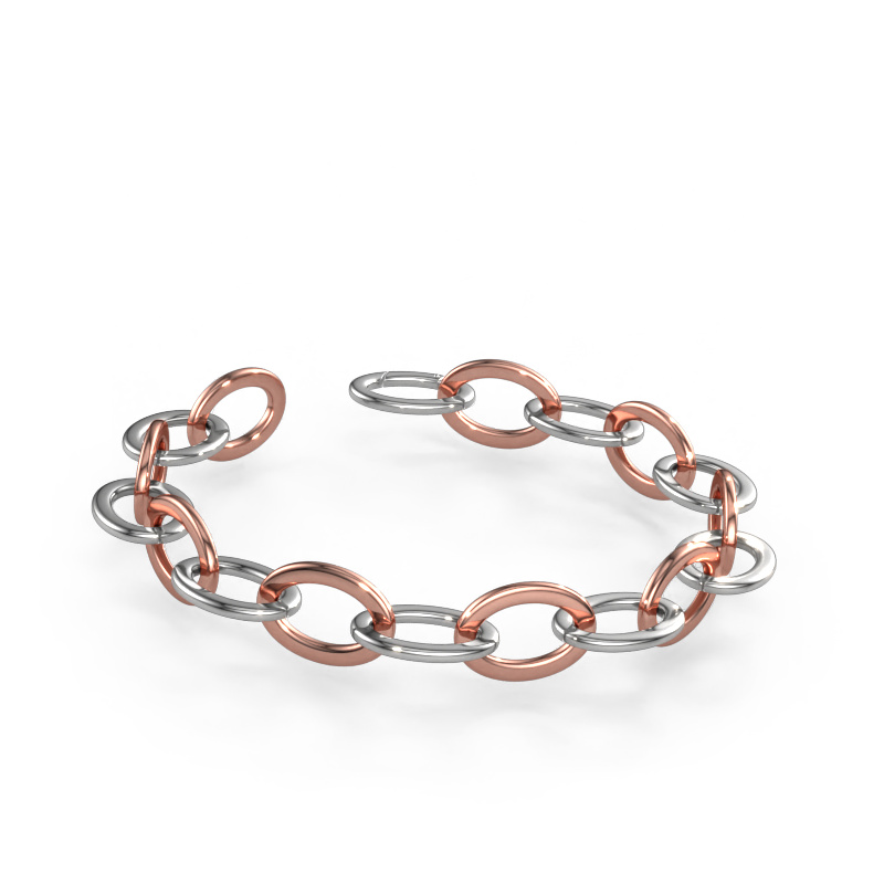 Image of Bracelet Oval link 5 15mm Solid - 585 white gold