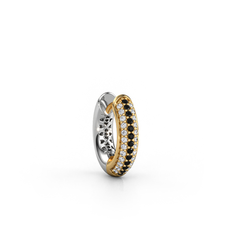 Image of Men's earring Owen 14mm 585 gold Black diamond 0.174 crt