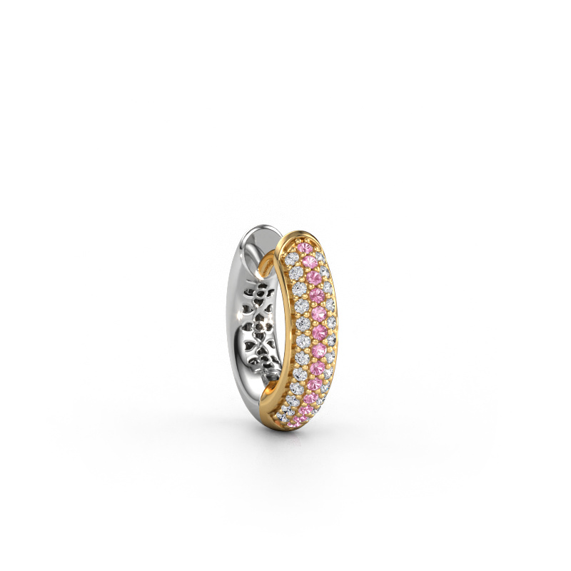 Image of Men's earring Owen 14mm 585 gold Pink sapphire 1 mm