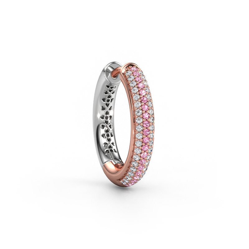 Image of Men's earring Owen 19mm 585 rose gold Pink sapphire 1 mm