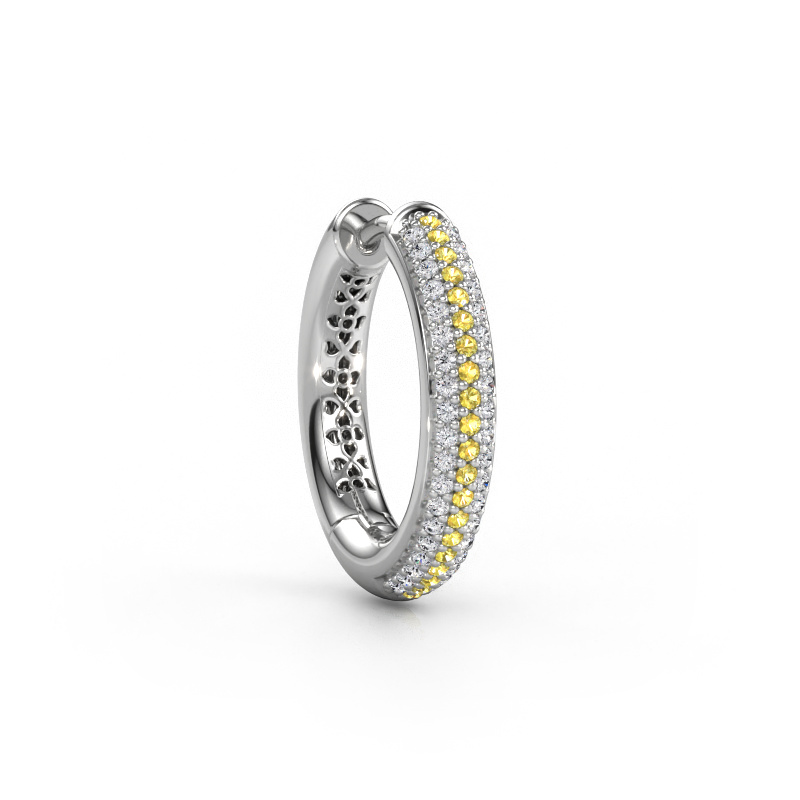 Image of Men's earring Owen 19mm 585 white gold Yellow sapphire 1 mm