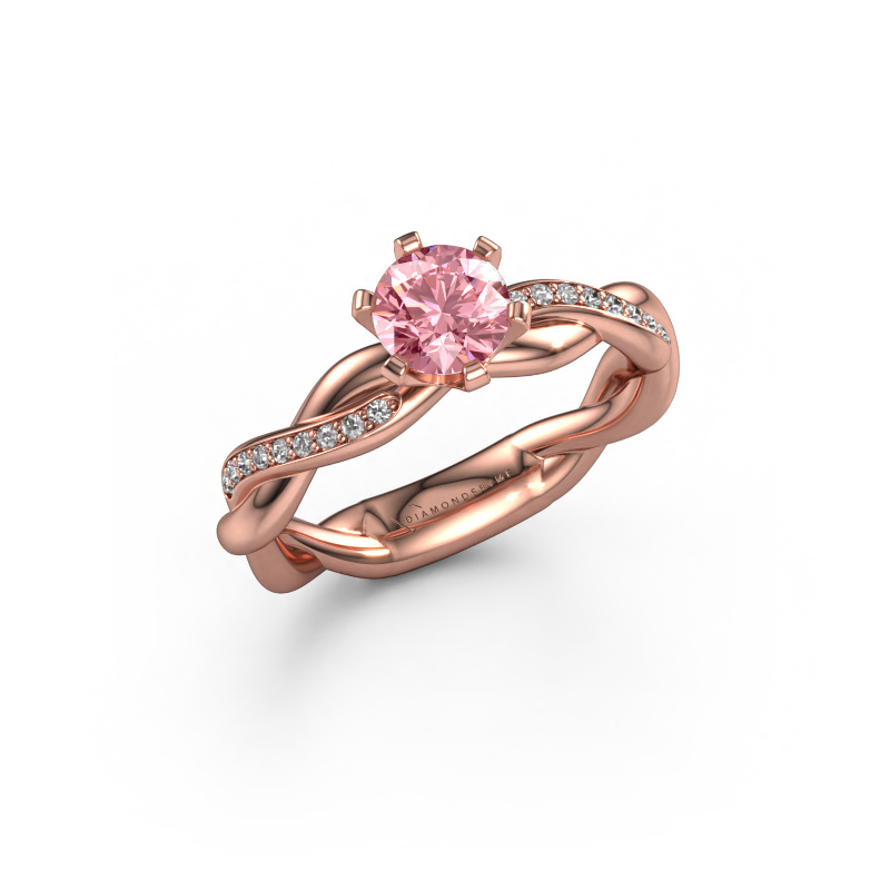 Image of Engagement ring Page 585 rose gold Pink lab grown diamond 5.4 mm