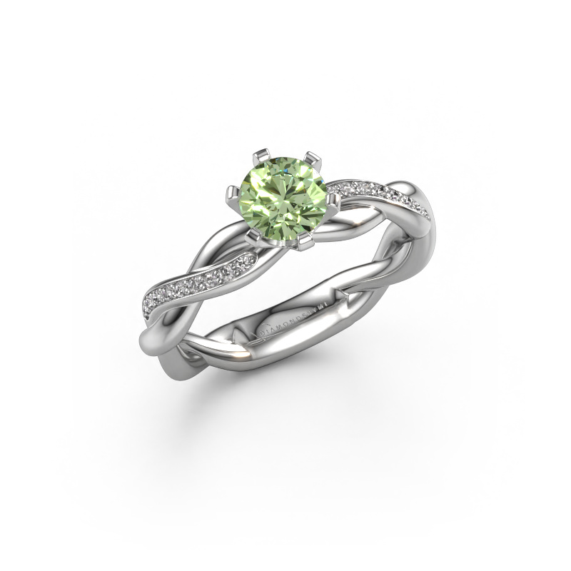Image of Engagement ring Page 585 white gold Green lab grown diamond 5.4 mm