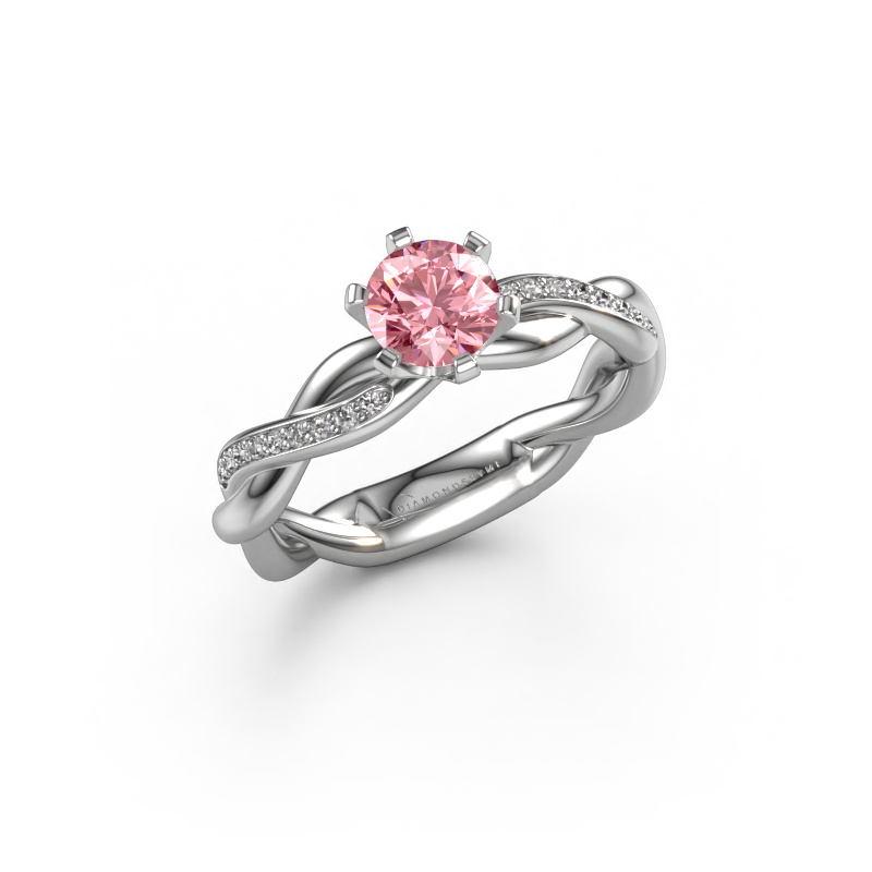 Image of Engagement ring Page 950 platinum Pink lab grown diamond 5.4 mm