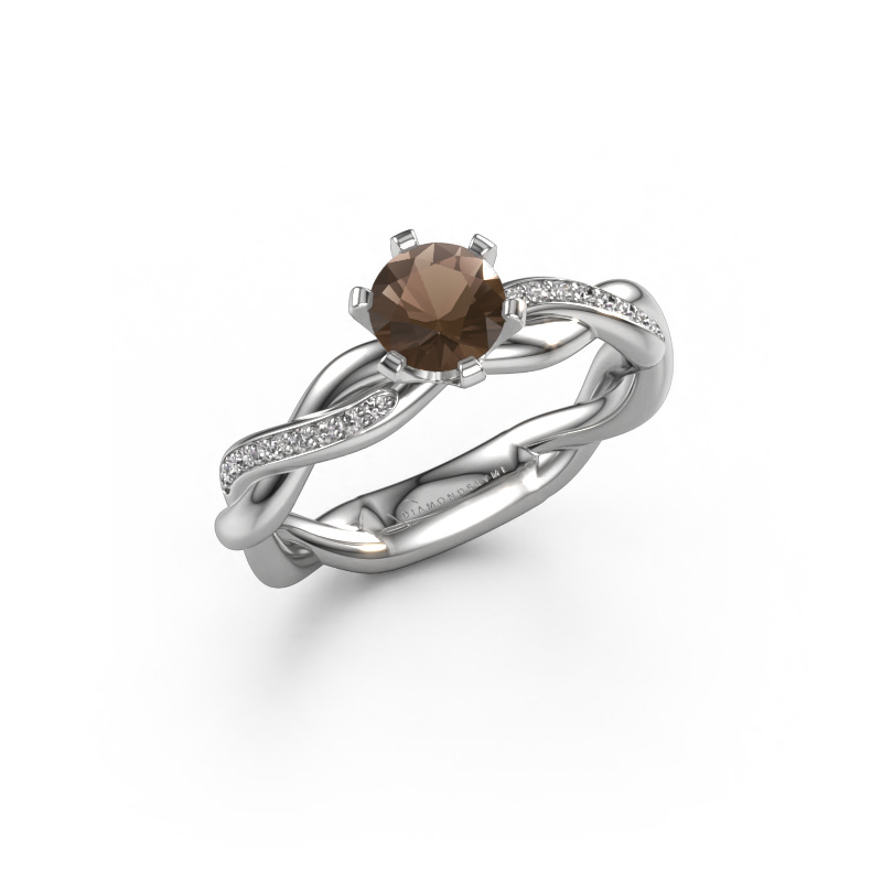 Image of Engagement ring Page 585 white gold Smokey quartz 5.4 mm