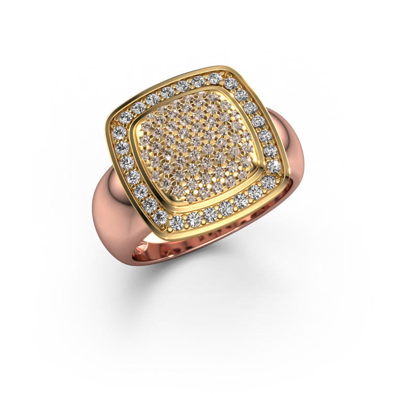 Afbeelding van Ring paige 585 rosé goud Bruine diamant 0.658 crt
