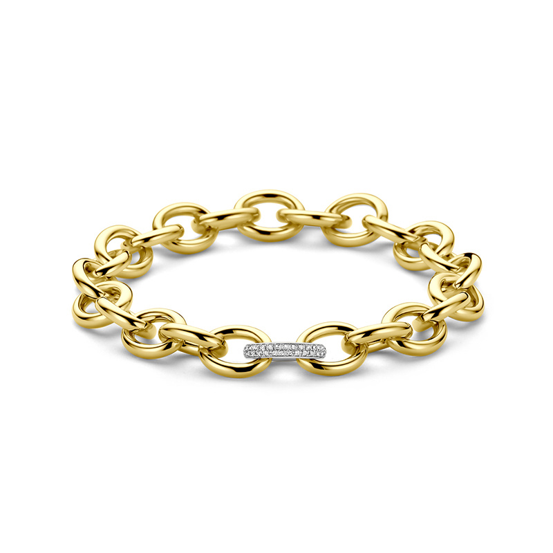 Image of Bracelet Pam ±7,7 in (19.5 cm) Hollow - 585 Gold Diamond 0.168 crt