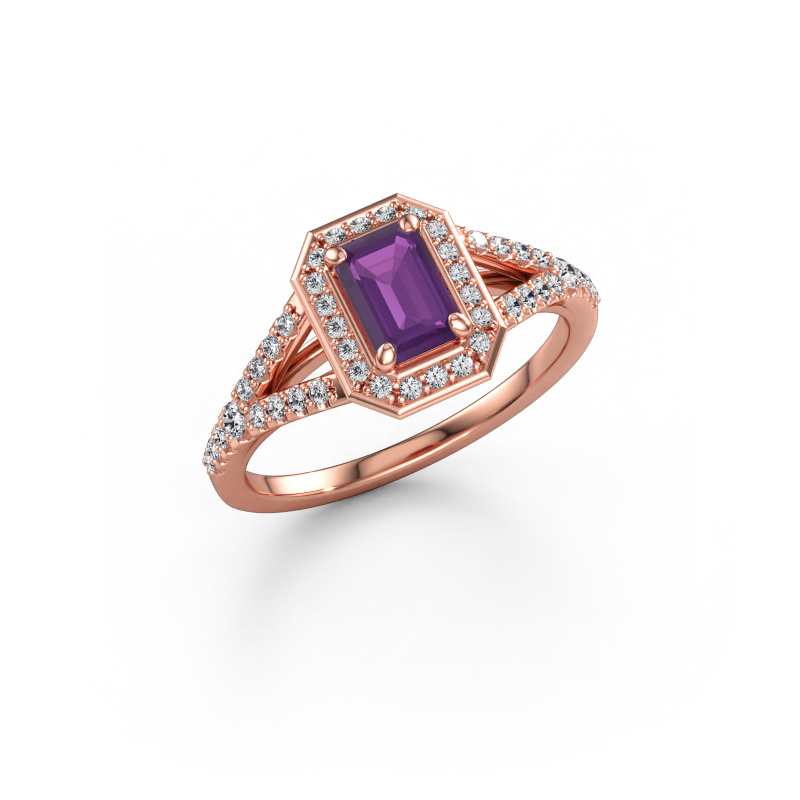 Bild av Förlovningsring Pamela EME 585 roséguld Ametist 6x4 mm