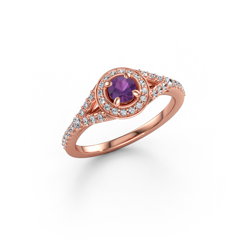 Immagine di Anello di fidanzamento Pamela RND 585 oro rosa Ametista 4 mm