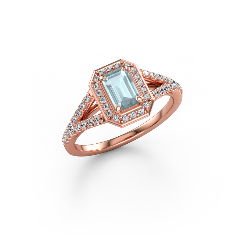 Immagine di Anello di fidanzamento Pamela EME 585 oro rosa Acquamarina 6x4 mm