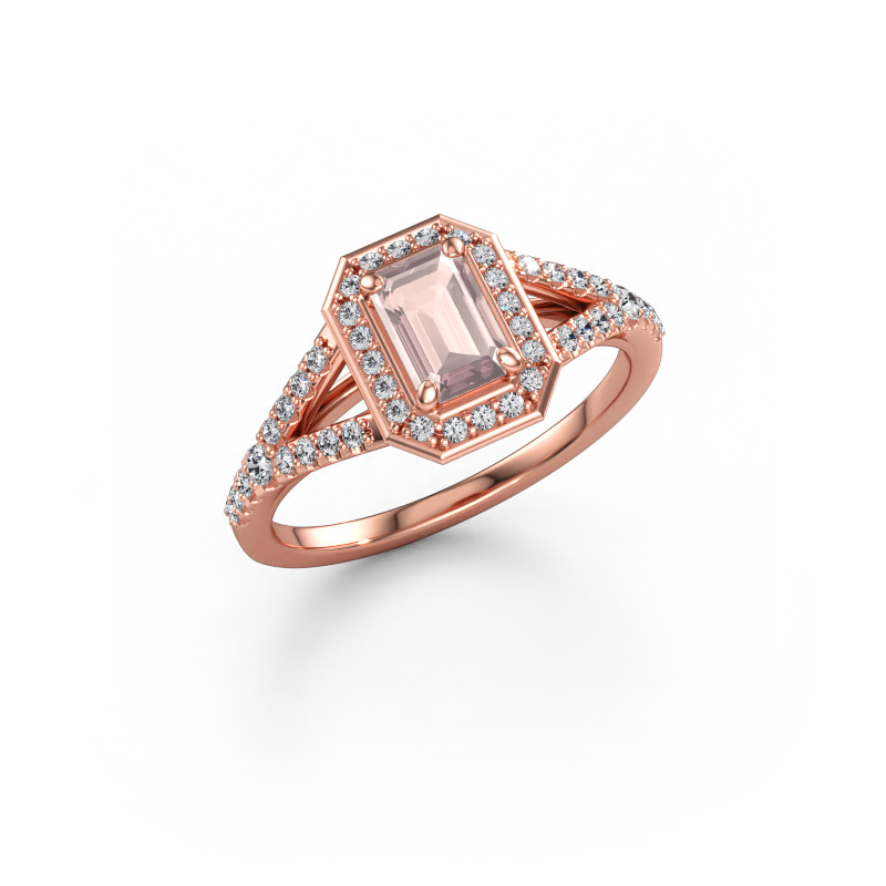Bild av Förlovningsring Pamela EME 585 roséguld Champagnefärgad morganit 6x4 mm