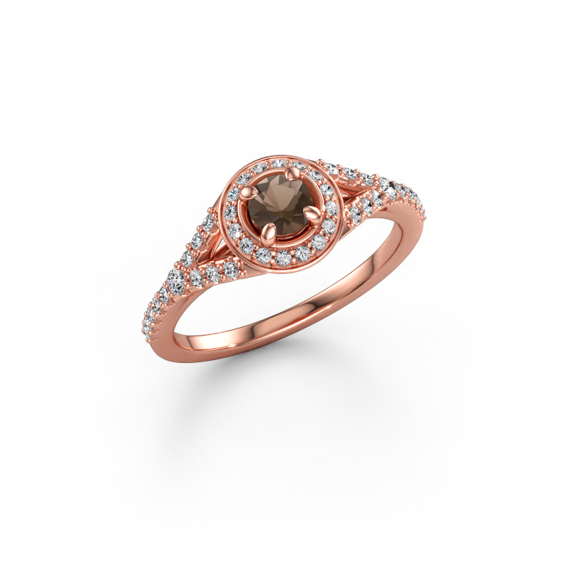 Bild av Förlovningsring Pamela RND 585 roséguld Rökkvarts 4 mm