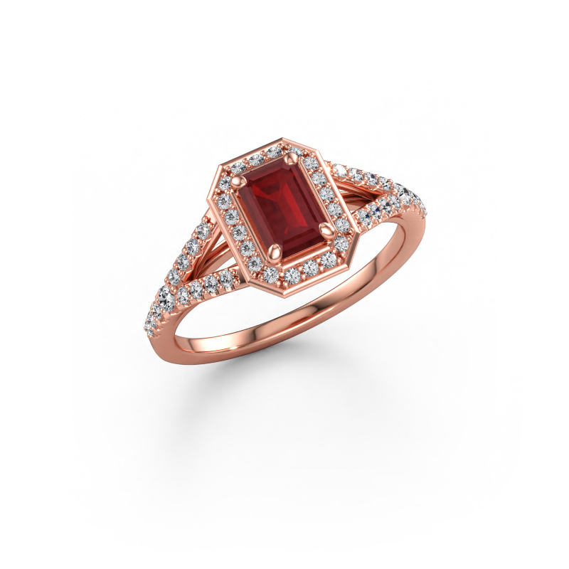 Immagine di Anello di fidanzamento Pamela EME 585 oro rosa Rubino 6x4 mm